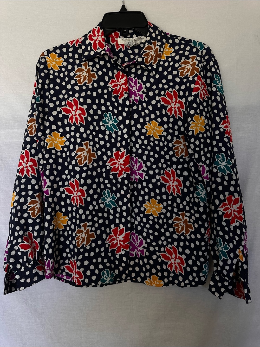 Laura & Jayne Vintage 90s Retro Floral Polka Dot Blouse 6
